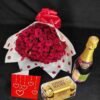 Fresh Roses+chocolates +Beverage